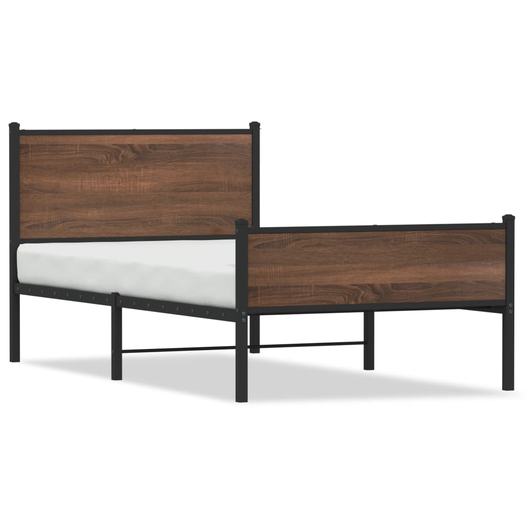 Cadre de lit en métal sans matelas chêne marron 100x200 cm - XIOS