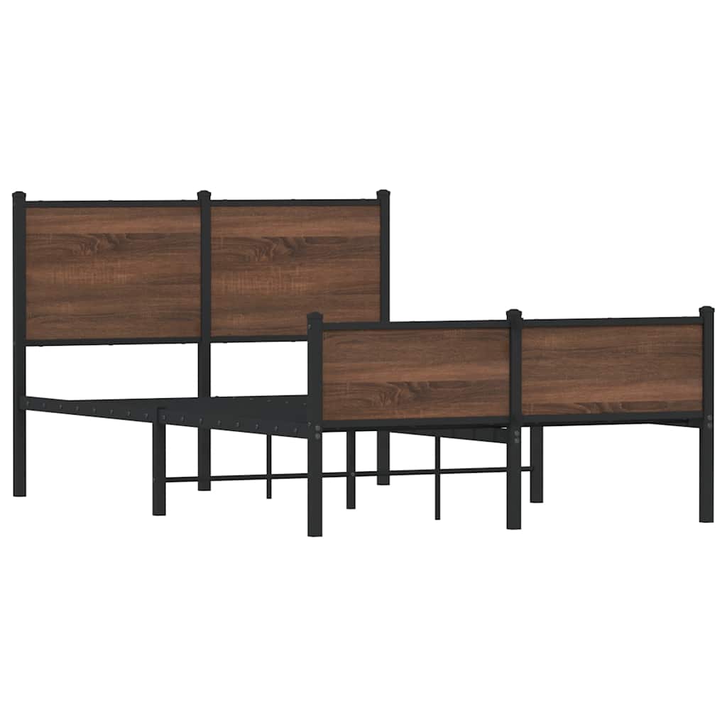 Cadre de lit en métal sans matelas chêne marron 120x190 cm - XIOS