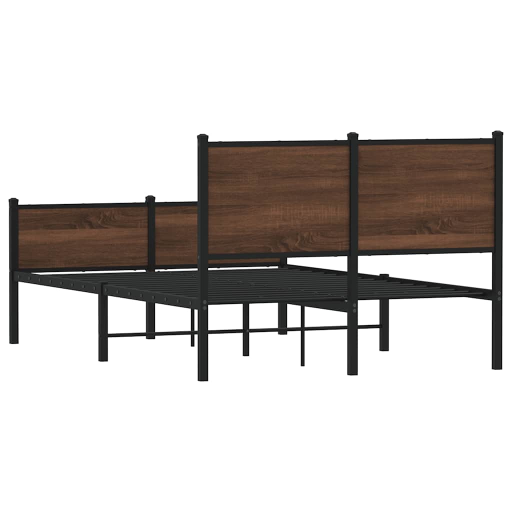 Cadre de lit en métal sans matelas chêne marron 120x190 cm - XIOS
