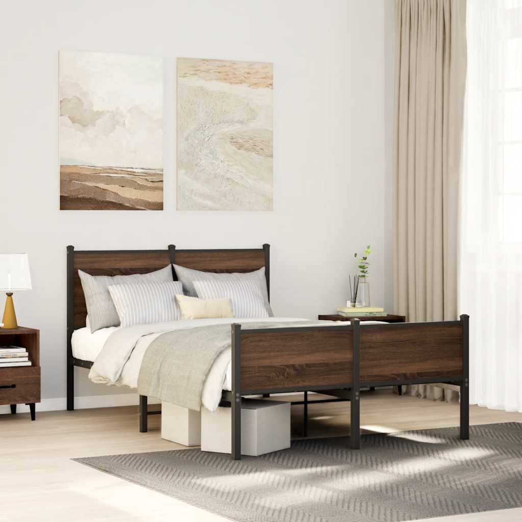 Cadre de lit en métal sans matelas chêne marron 120x200 cm - XIOS