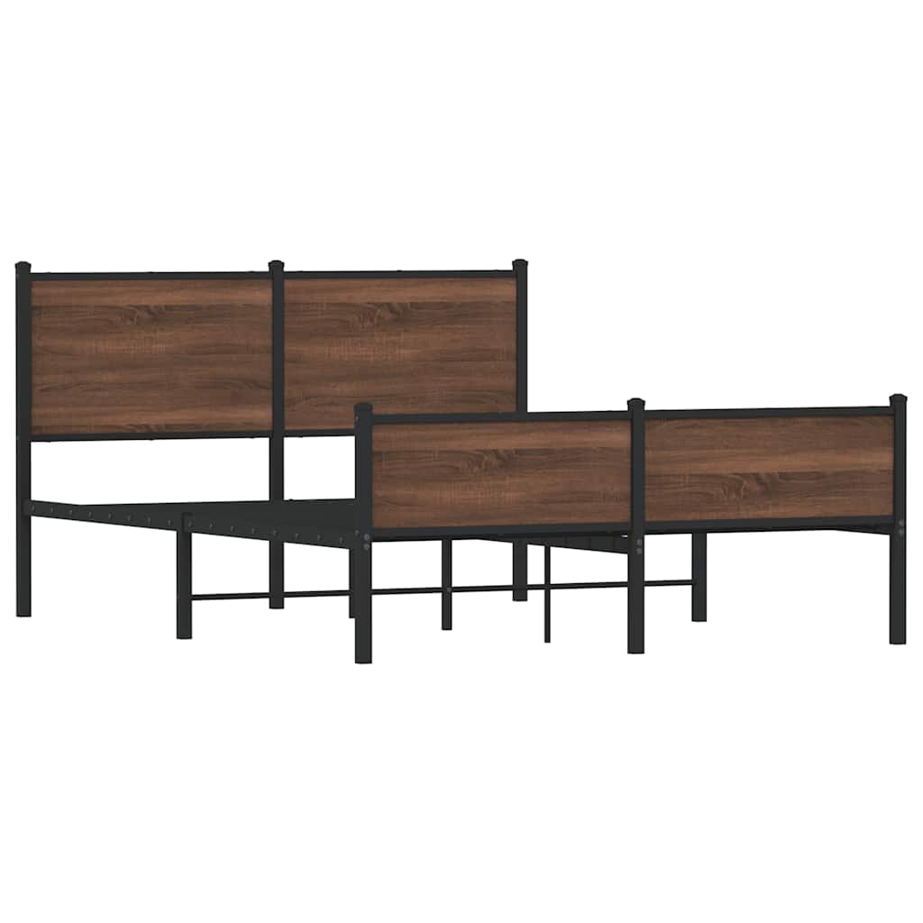 Cadre de lit en métal sans matelas chêne marron 137x190 cm - XIOS