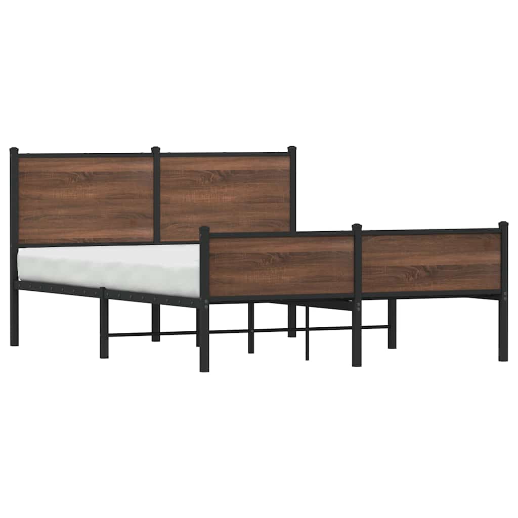 Cadre de lit en métal sans matelas chêne marron 137x190 cm - XIOS