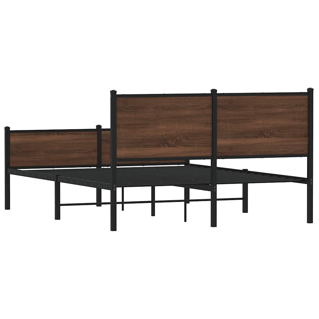 Cadre de lit en métal sans matelas chêne marron 137x190 cm - XIOS