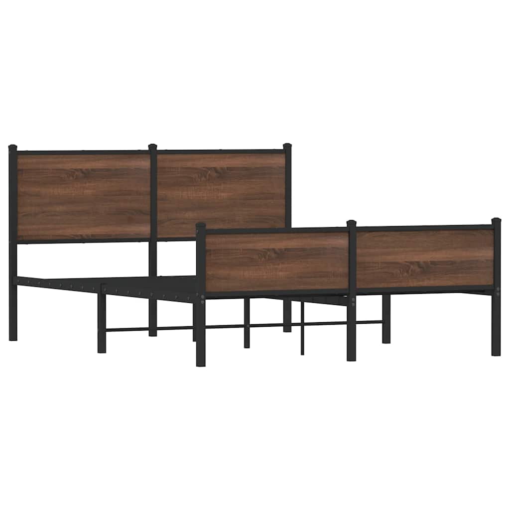 Cadre de lit en métal sans matelas chêne marron 140x200 cm - XIOS