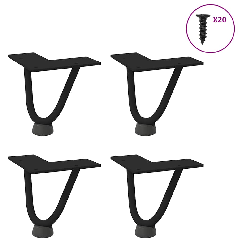 Pieds en épingle à cheveux pour table basse 4 pièces Noir 10 cm Acier massif - XIOS