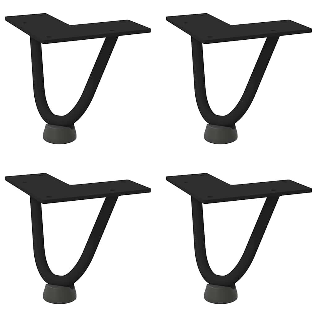 Pieds en épingle à cheveux pour table basse 4 pièces Noir 10 cm Acier massif - XIOS