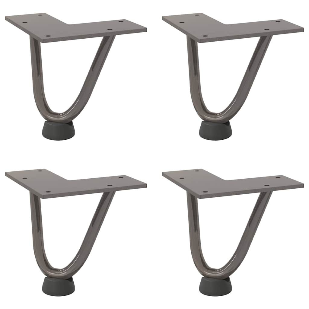 Pieds en épingle à cheveux pour table basse 4 pièces Acier naturel 10 cm Acier massif - XIOS