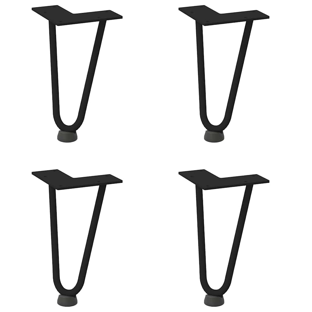 Pieds en épingle à cheveux pour table basse 4 pièces Noir 20 cm Acier massif - XIOS
