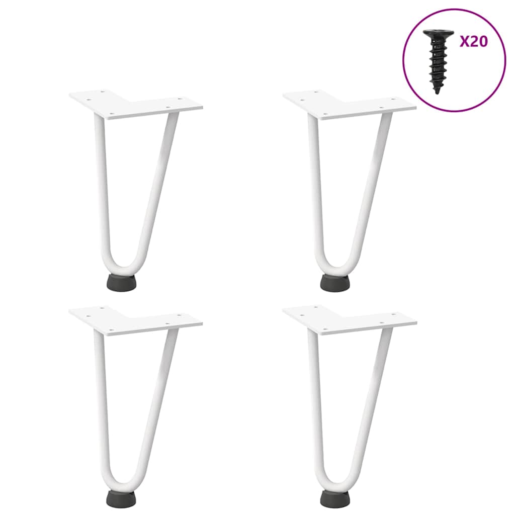 Pieds en épingle à cheveux pour table basse 4 pièces Blanc 20 cm Acier massif - XIOS