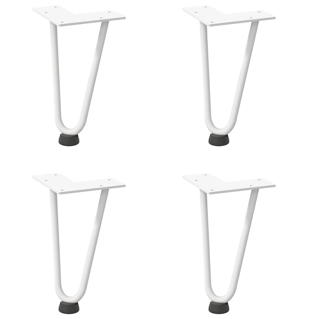 Pieds en épingle à cheveux pour table basse 4 pièces Blanc 20 cm Acier massif - XIOS