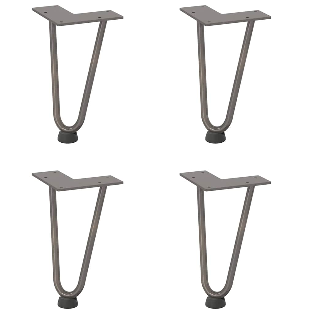 Pieds en épingle à cheveux pour table basse 4 pièces Acier naturel 20 cm Acier massif - XIOS