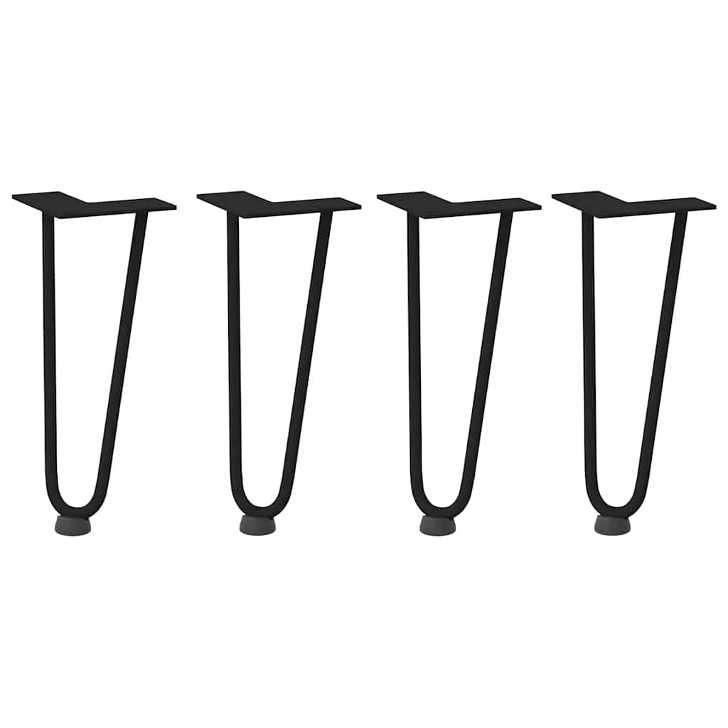 Pieds en épingle à cheveux pour table basse 4 pièces Noir 30 cm Acier massif - XIOS