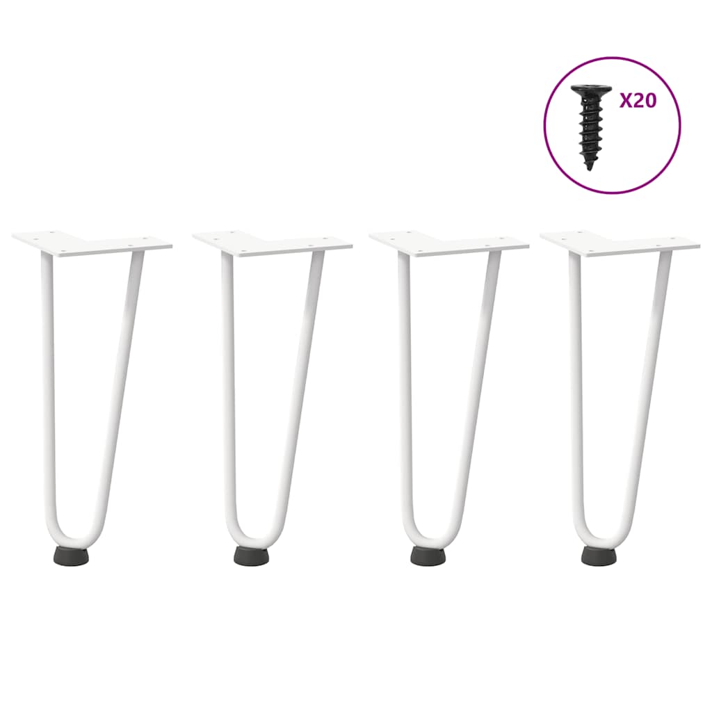 Pieds en épingle à cheveux pour table basse 4 pièces Blanc 30 cm Acier massif XIOS