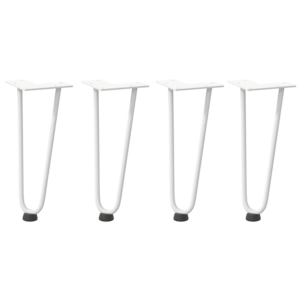 Pieds en épingle à cheveux pour table basse 4 pièces Blanc 30 cm Acier massif XIOS