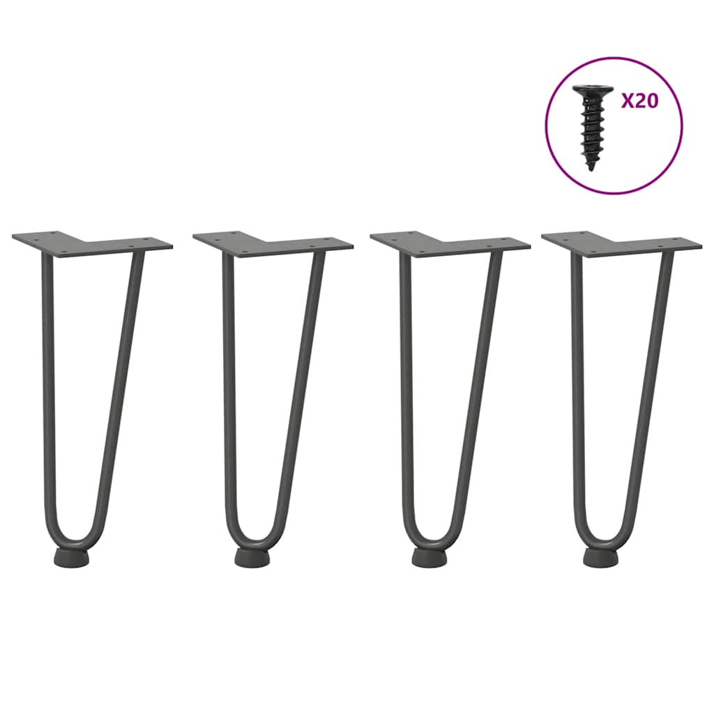 Pieds en épingle à cheveux pour table basse 4 pièces Anthracite 30 cm Acier massif - XIOS