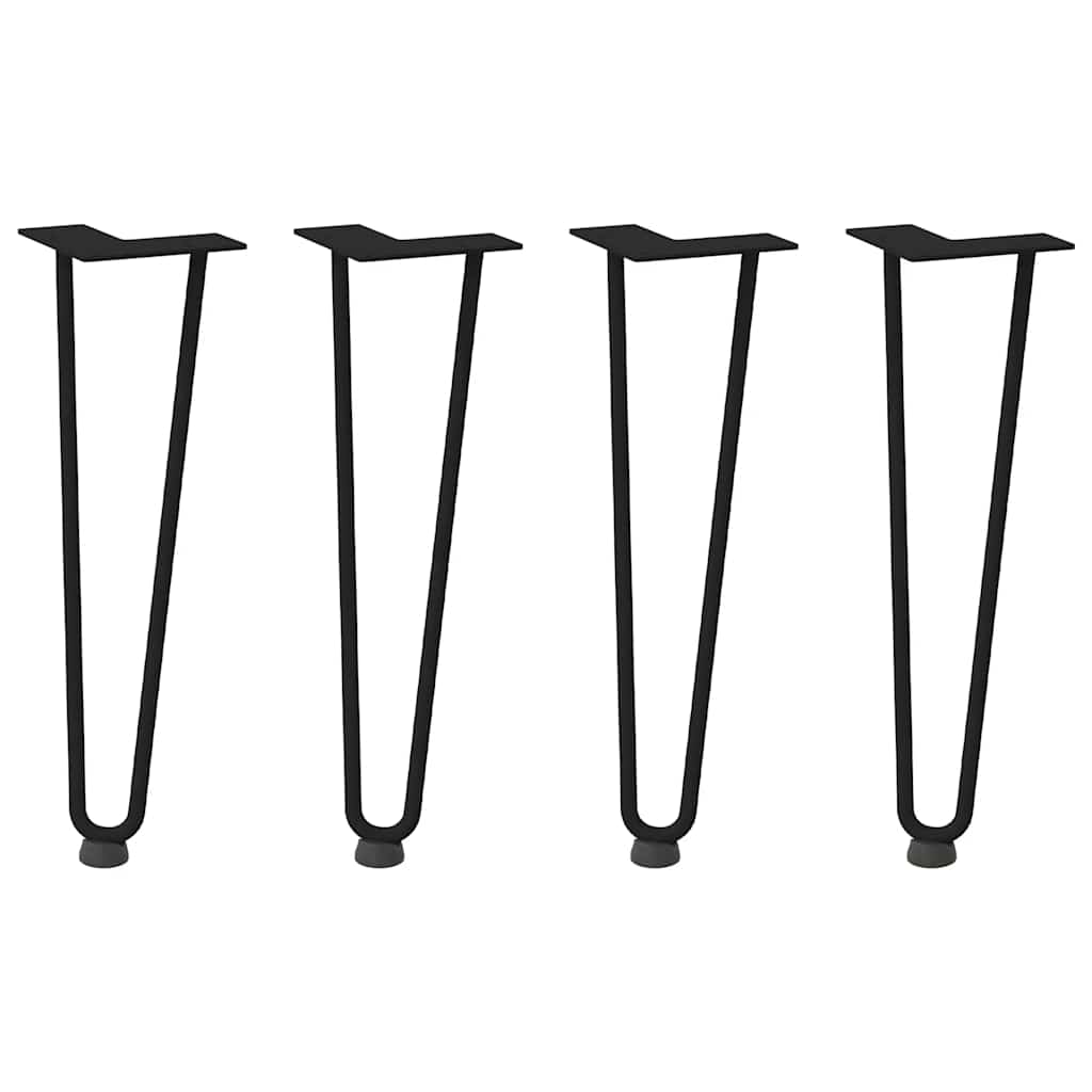 Pieds en épingle à cheveux pour table basse 4 pièces Noir 42 cm Acier massif - XIOS