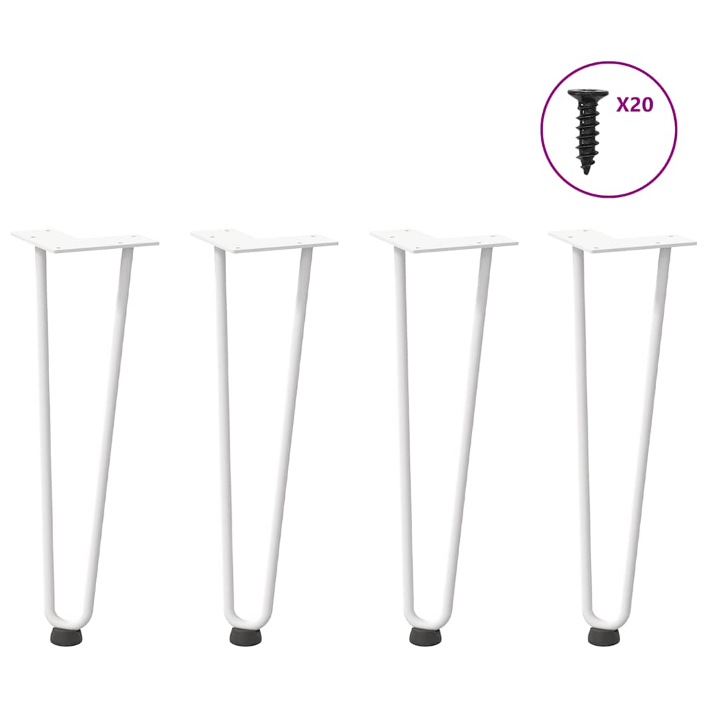 Pieds en épingle à cheveux pour table basse 4 pièces Blanc 42 cm Acier massif XIOS