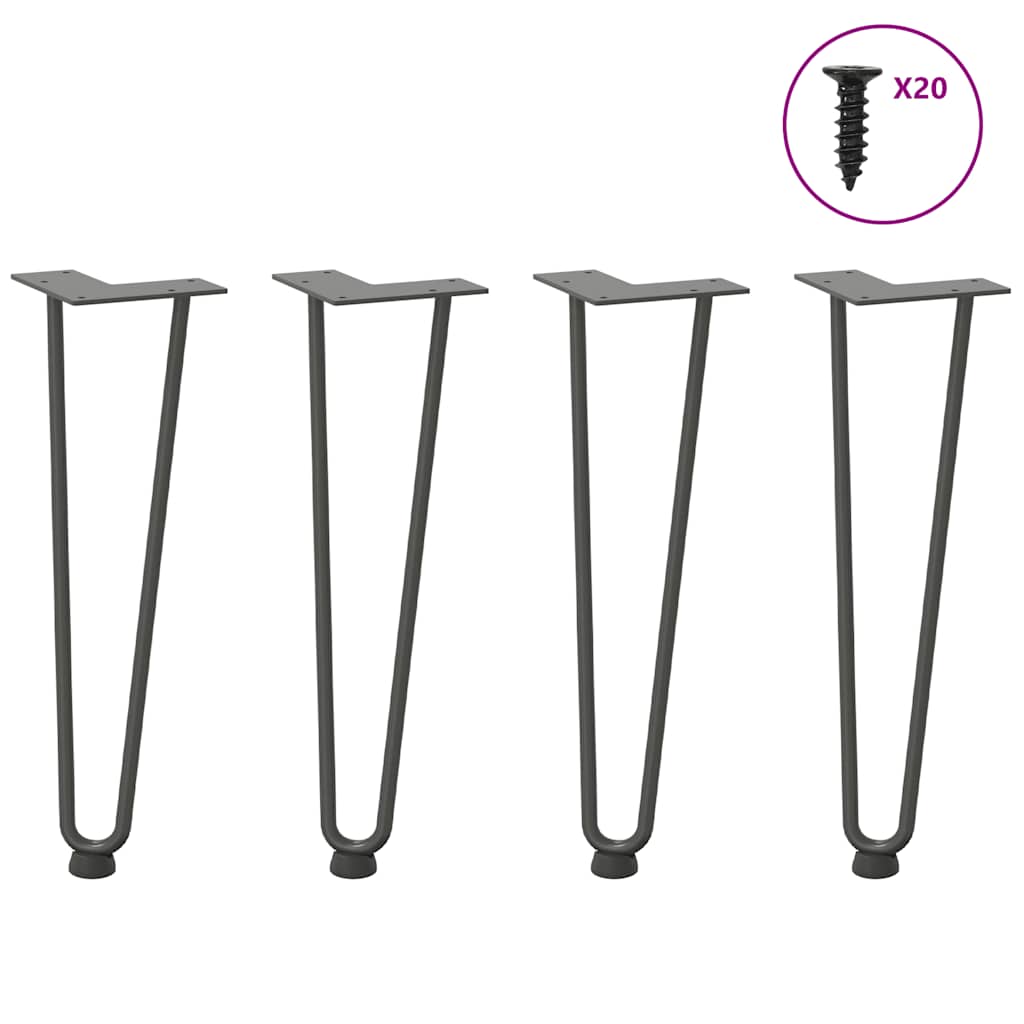 Pieds en épingle à cheveux pour table basse 4 pièces Anthracite 42 cm Acier massif - XIOS