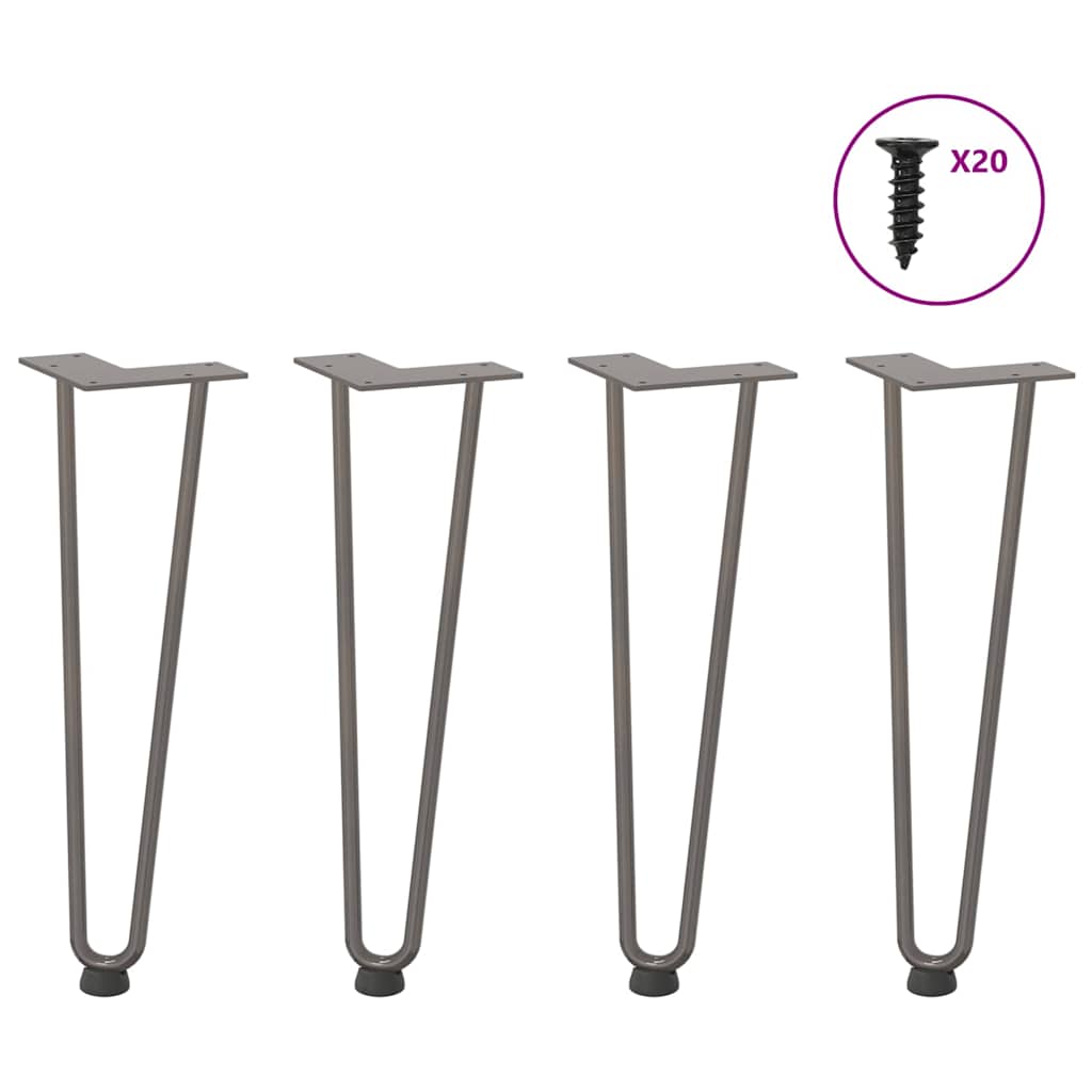 Pieds en épingle à cheveux pour table basse 4 pièces Acier naturel 42 cm Acier massif - XIOS
