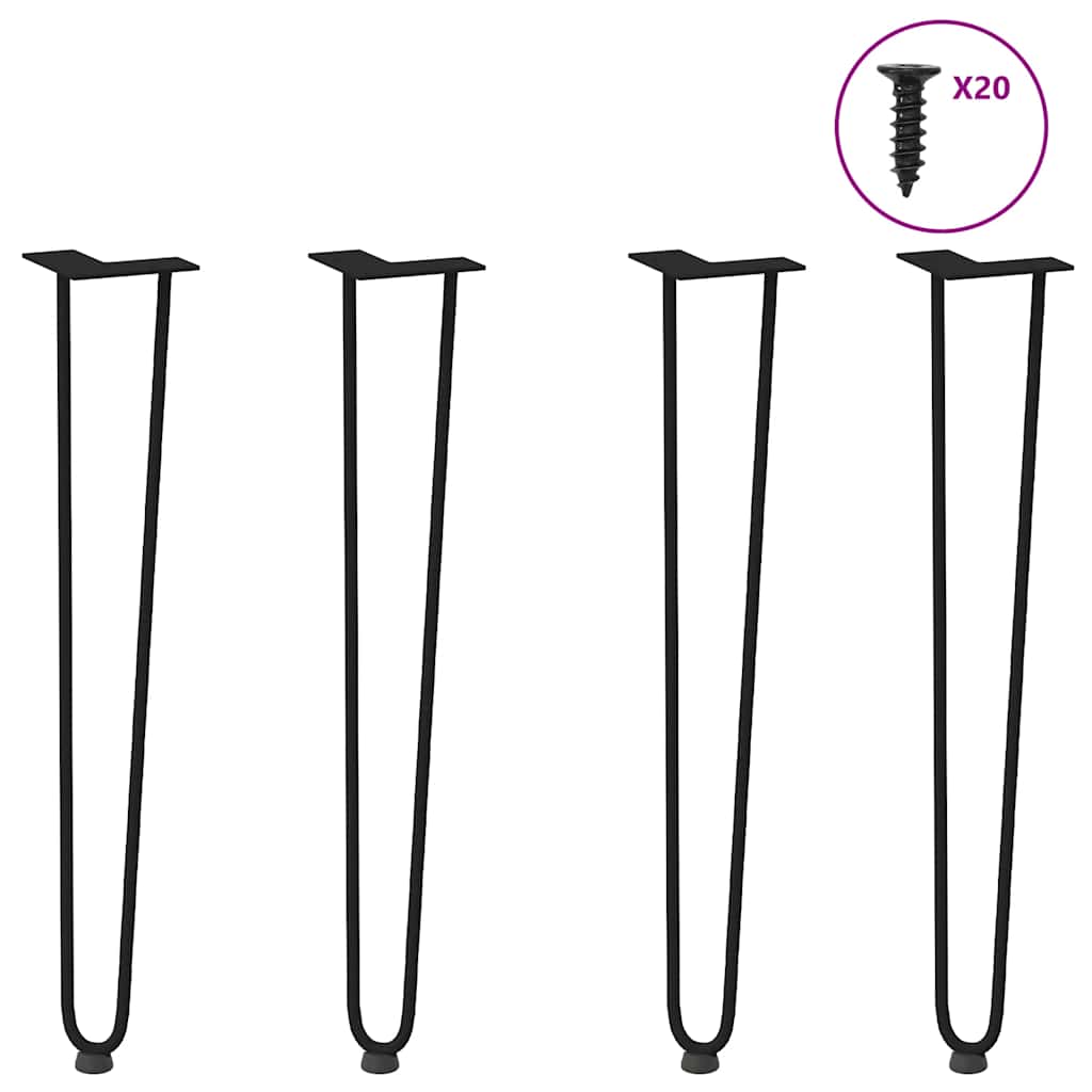 Pieds en épingle à cheveux pour consoles, lot de 4, noir, 72 cm, acier massif - XIOS