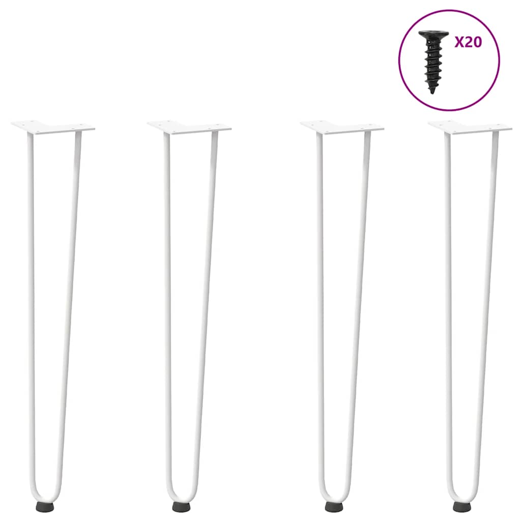 Pieds en épingle à cheveux pour consoles, lot de 4, blanc, 72 cm, acier massif - XIOS