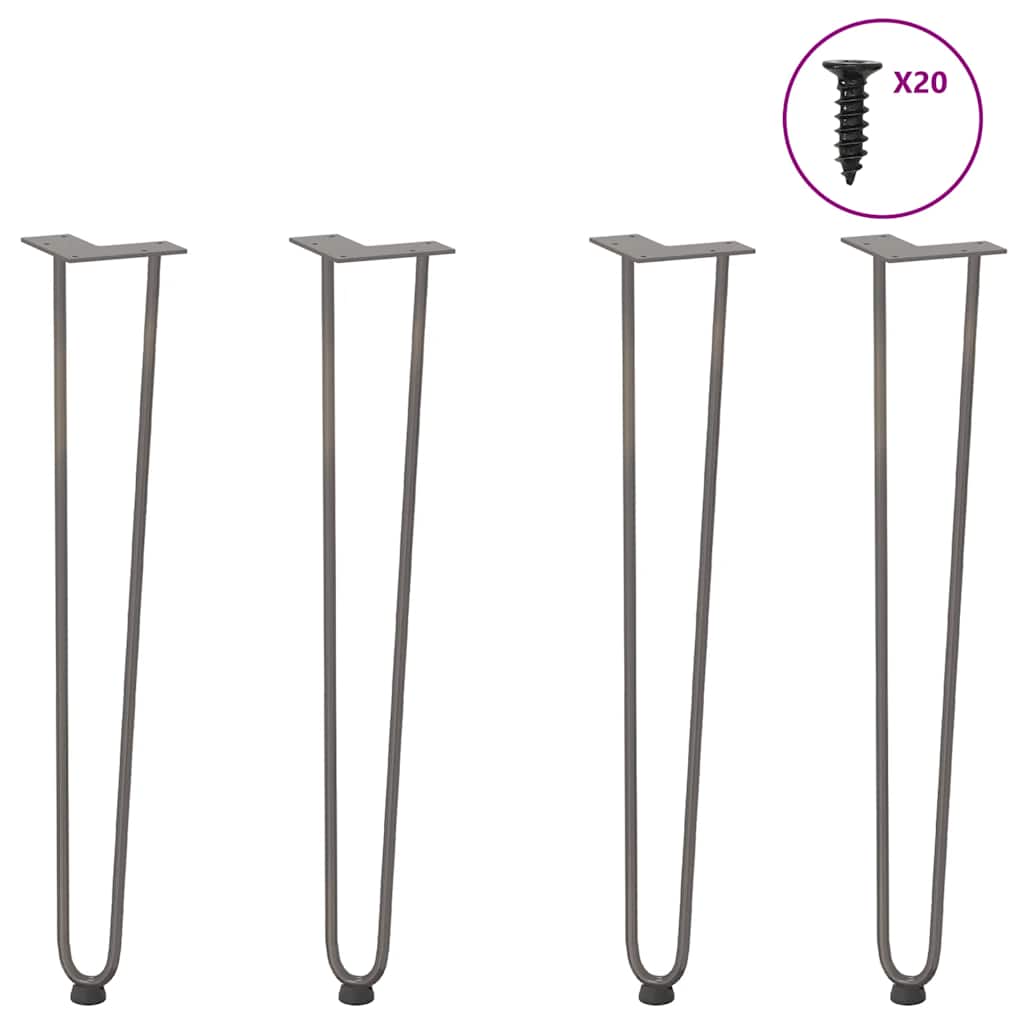 Pieds en épingle à cheveux pour consoles, lot de 4, acier naturel, 72 cm, acier massif - XIOS