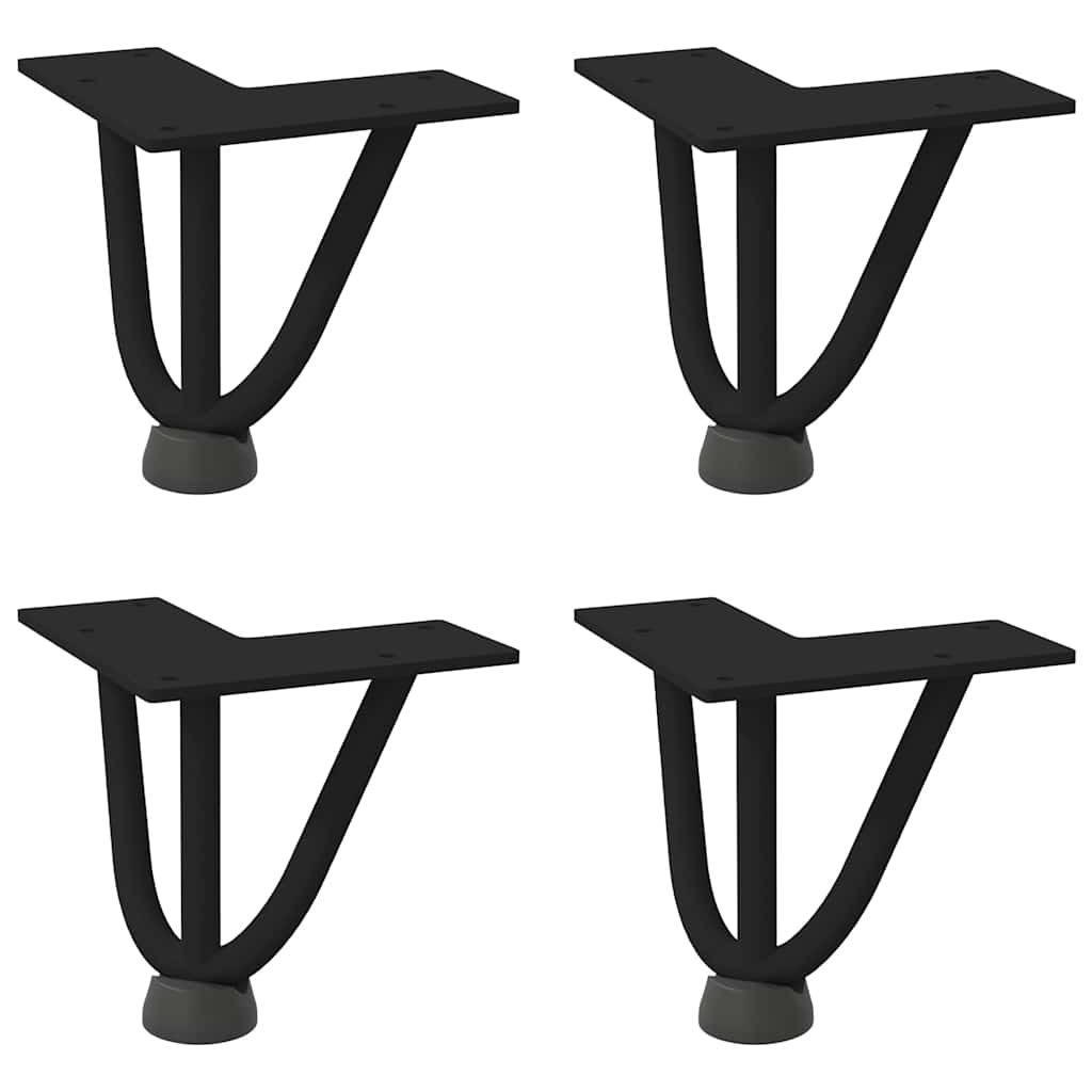 Pieds en épingle à cheveux pour table basse 4 pièces Noir 10 cm Acier massif - XIOS