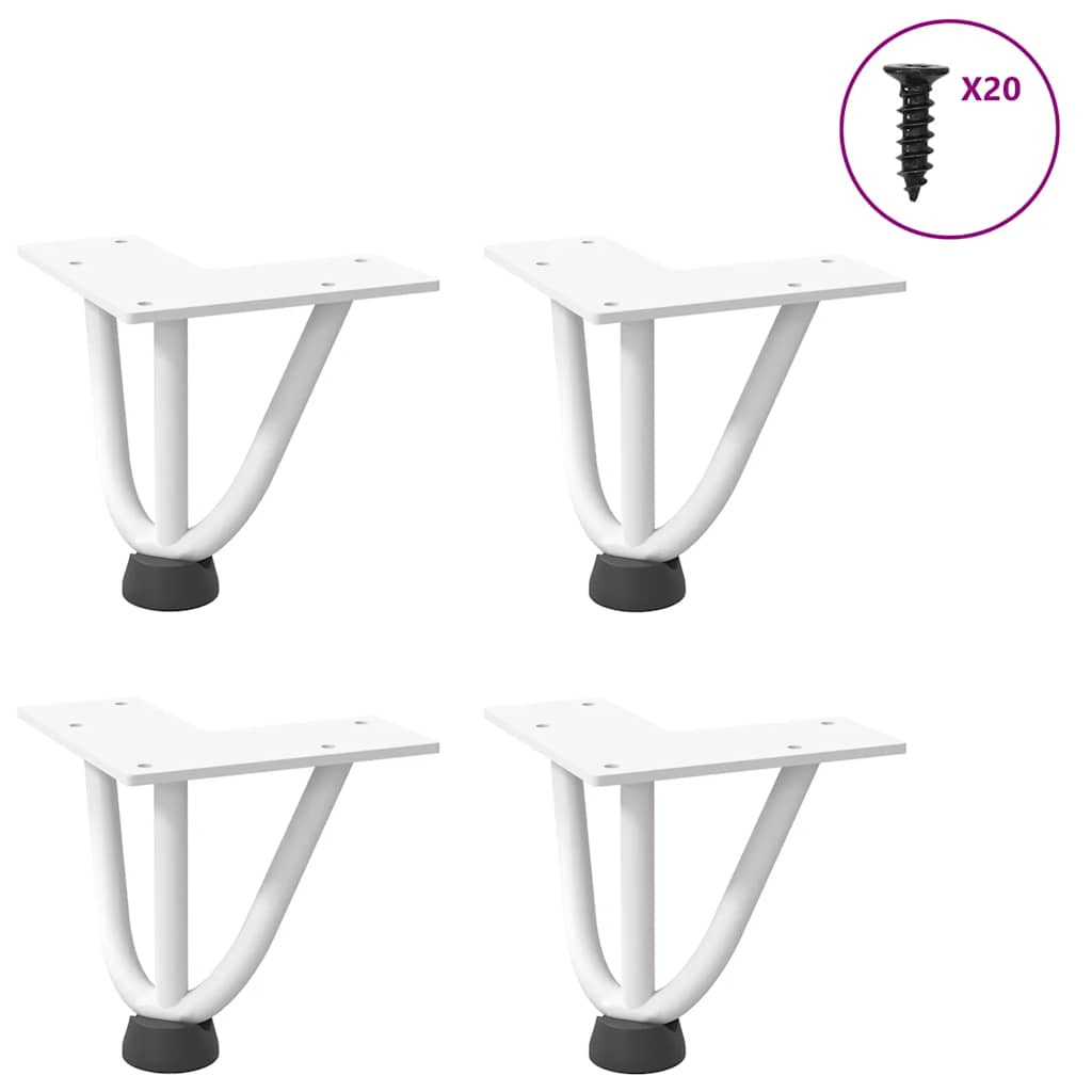 Pieds en épingle à cheveux pour table basse 4 pièces Blanc 10 cm Acier massif - XIOS