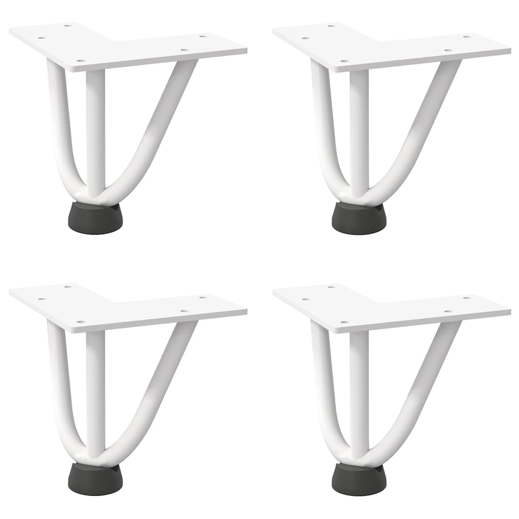 Pieds en épingle à cheveux pour table basse 4 pièces Blanc 10 cm Acier massif - XIOS