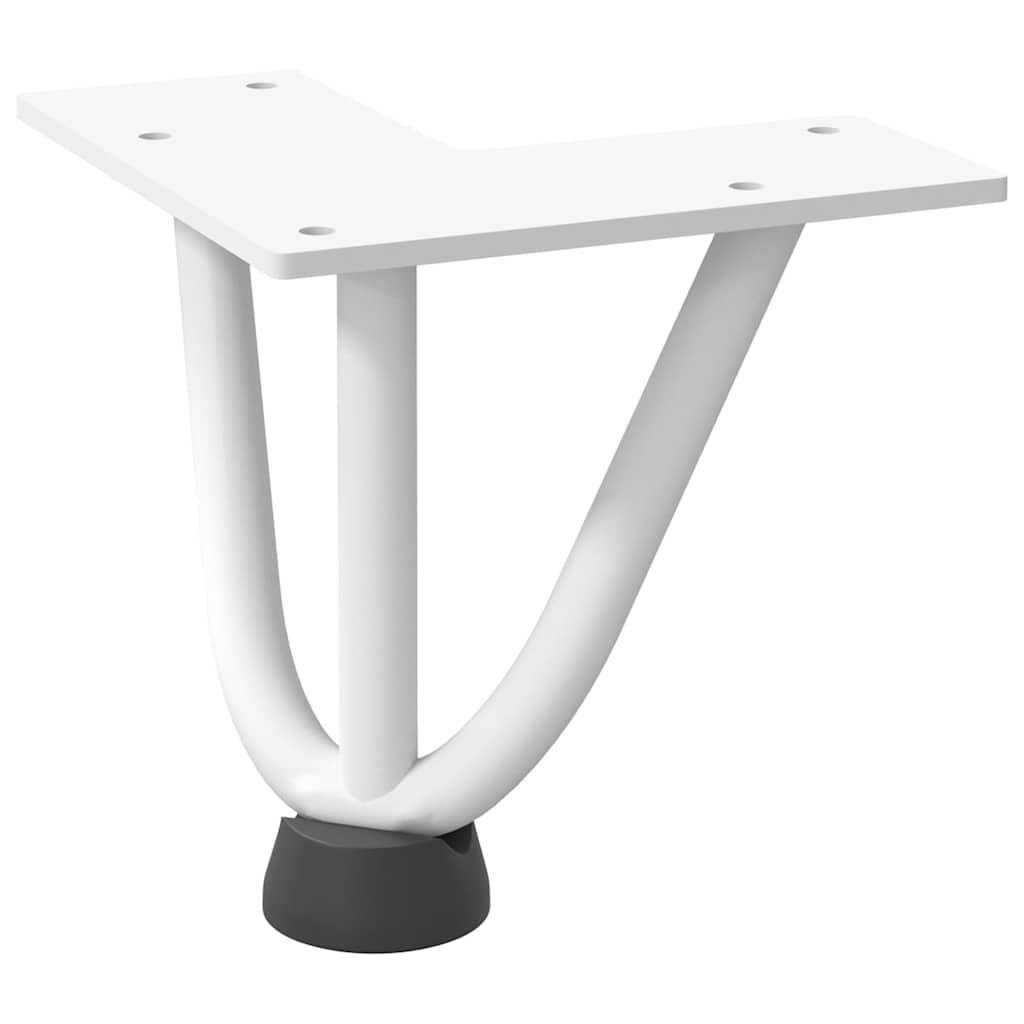 Pieds en épingle à cheveux pour table basse 4 pièces Blanc 10 cm Acier massif - XIOS