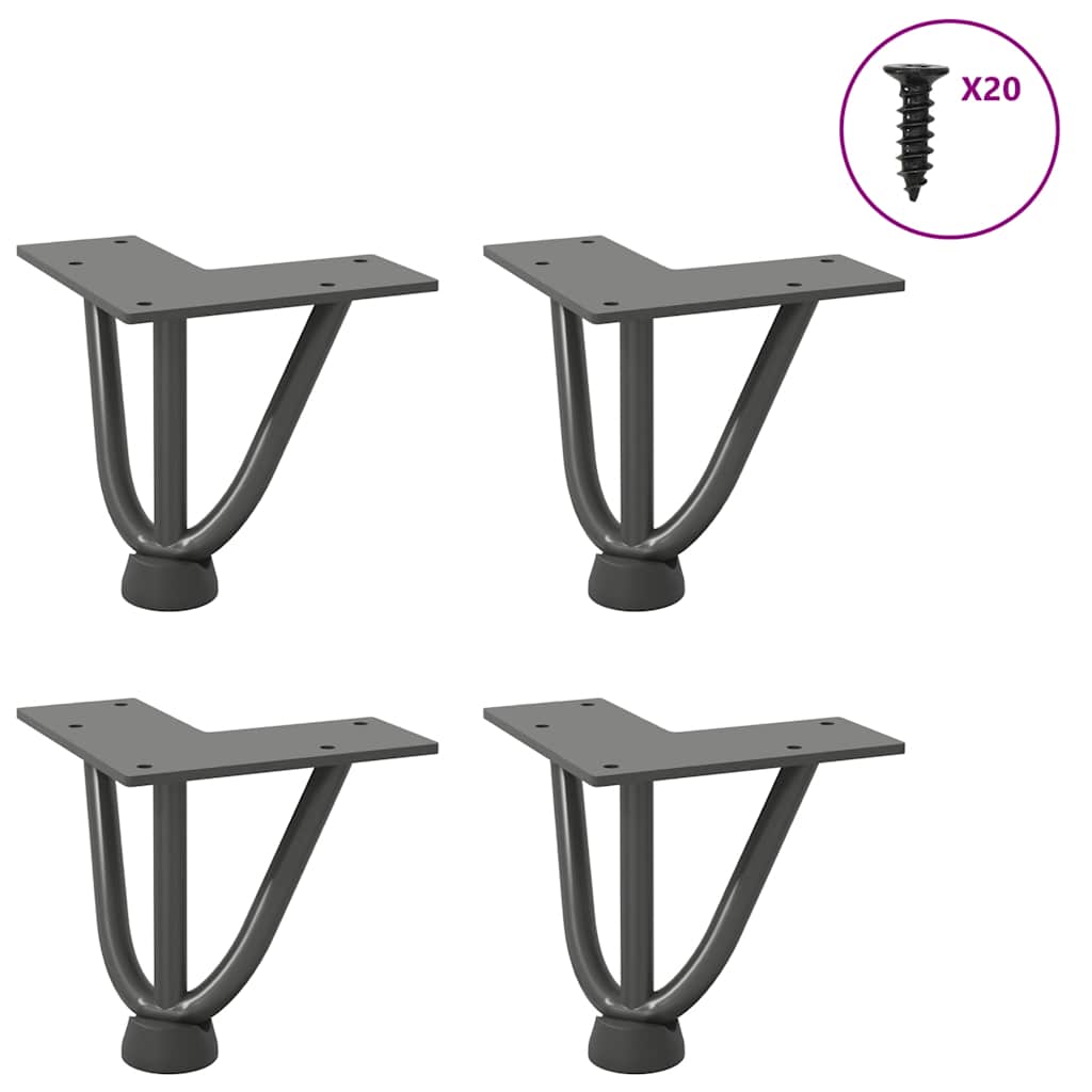 Pieds en épingle à cheveux pour table basse 4 pièces Anthracite 10 cm Acier massif - XIOS