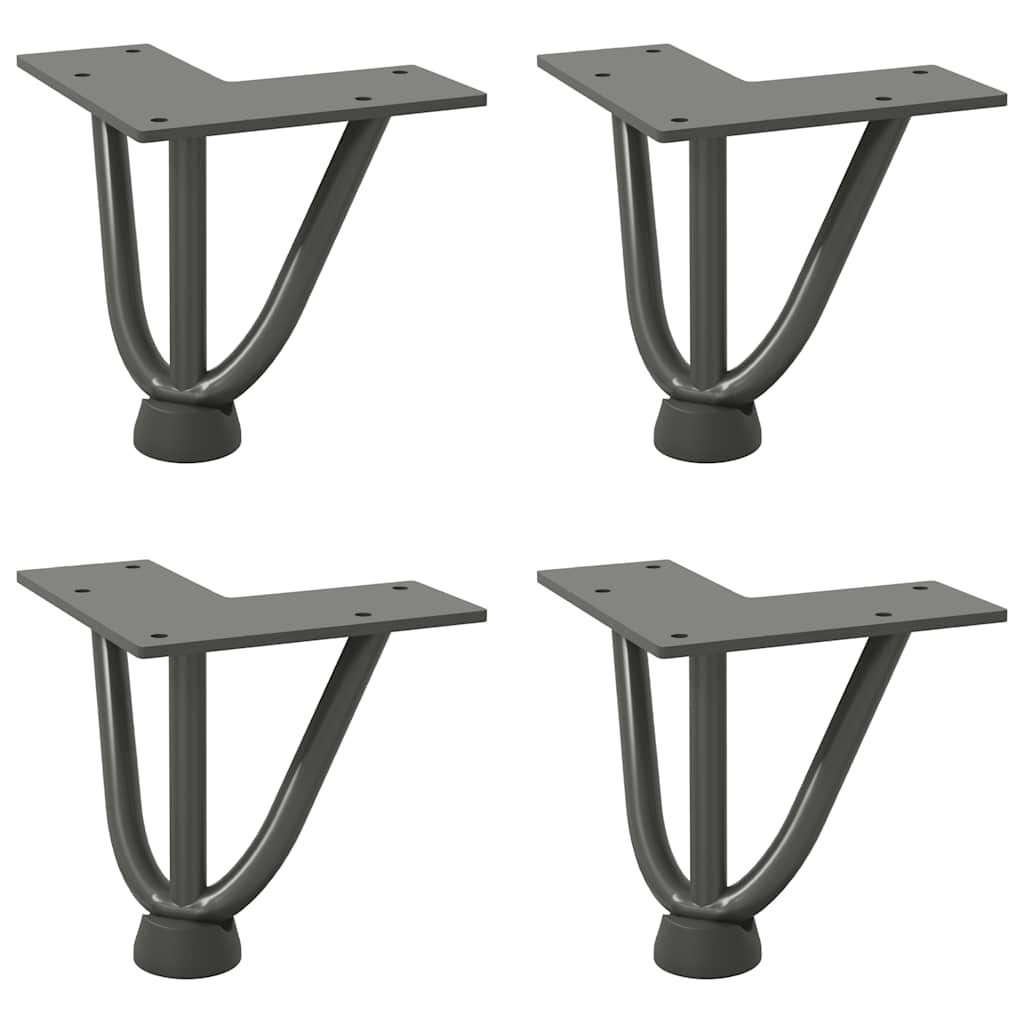 Pieds en épingle à cheveux pour table basse 4 pièces Anthracite 10 cm Acier massif - XIOS