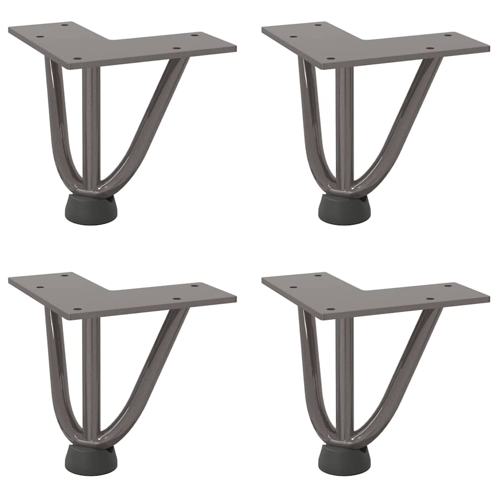 Pieds en épingle à cheveux pour table basse 4 pièces Acier naturel 10 cm Acier massif - XIOS