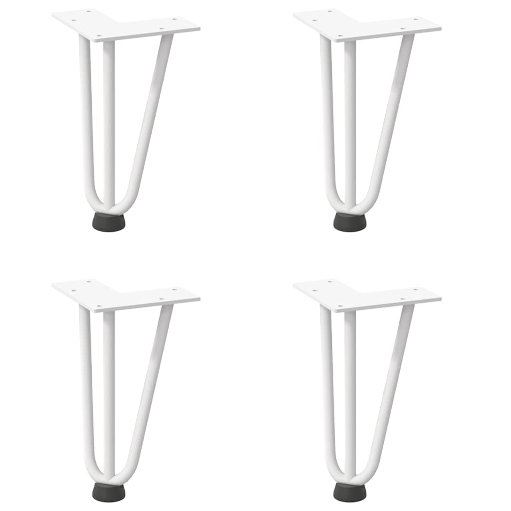 Pieds en épingle à cheveux pour table basse 4 pièces Blanc 20 cm Acier massif - XIOS