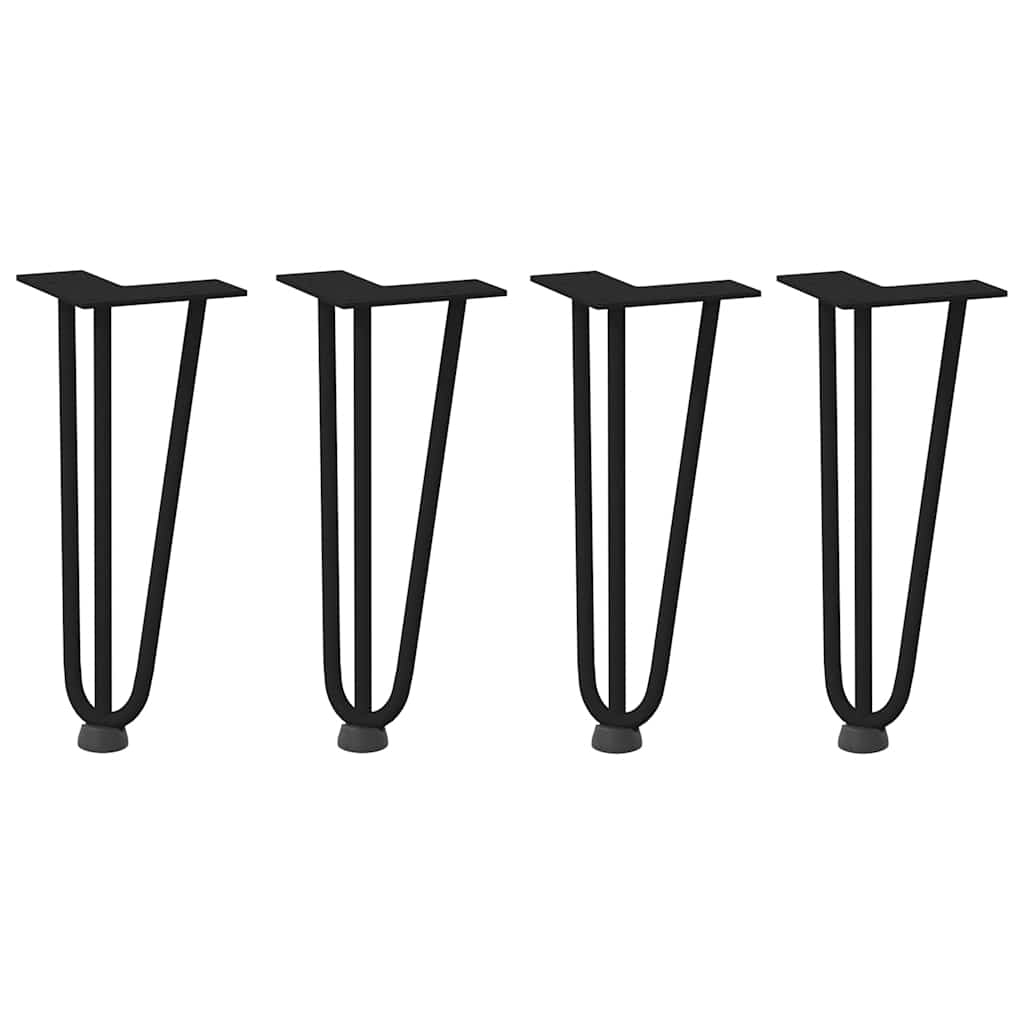Pieds en épingle à cheveux pour table basse 4 pièces Noir 30 cm Acier massif - XIOS