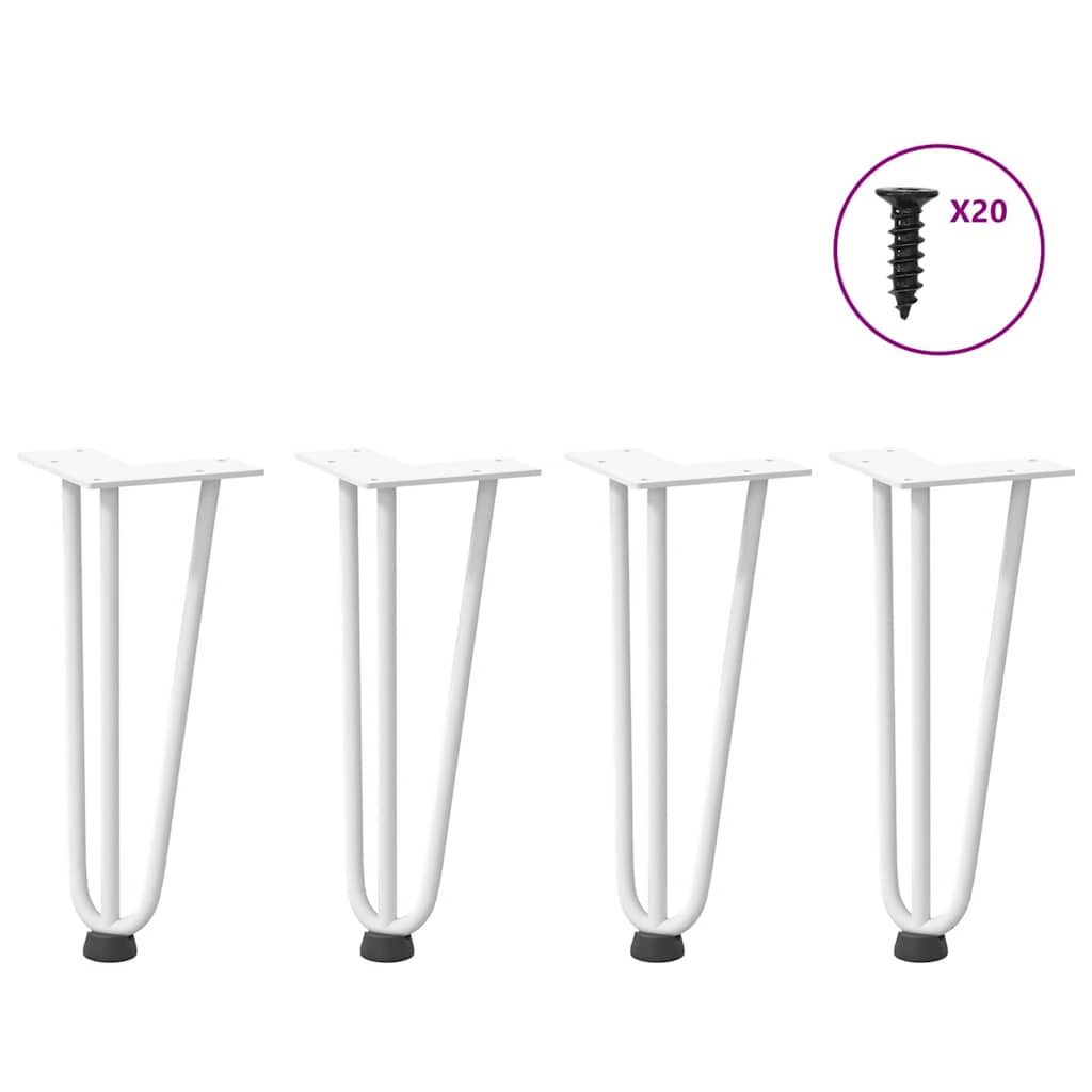 Pieds en épingle à cheveux pour table basse 4 pièces Blanc 30 cm Acier massif - XIOS