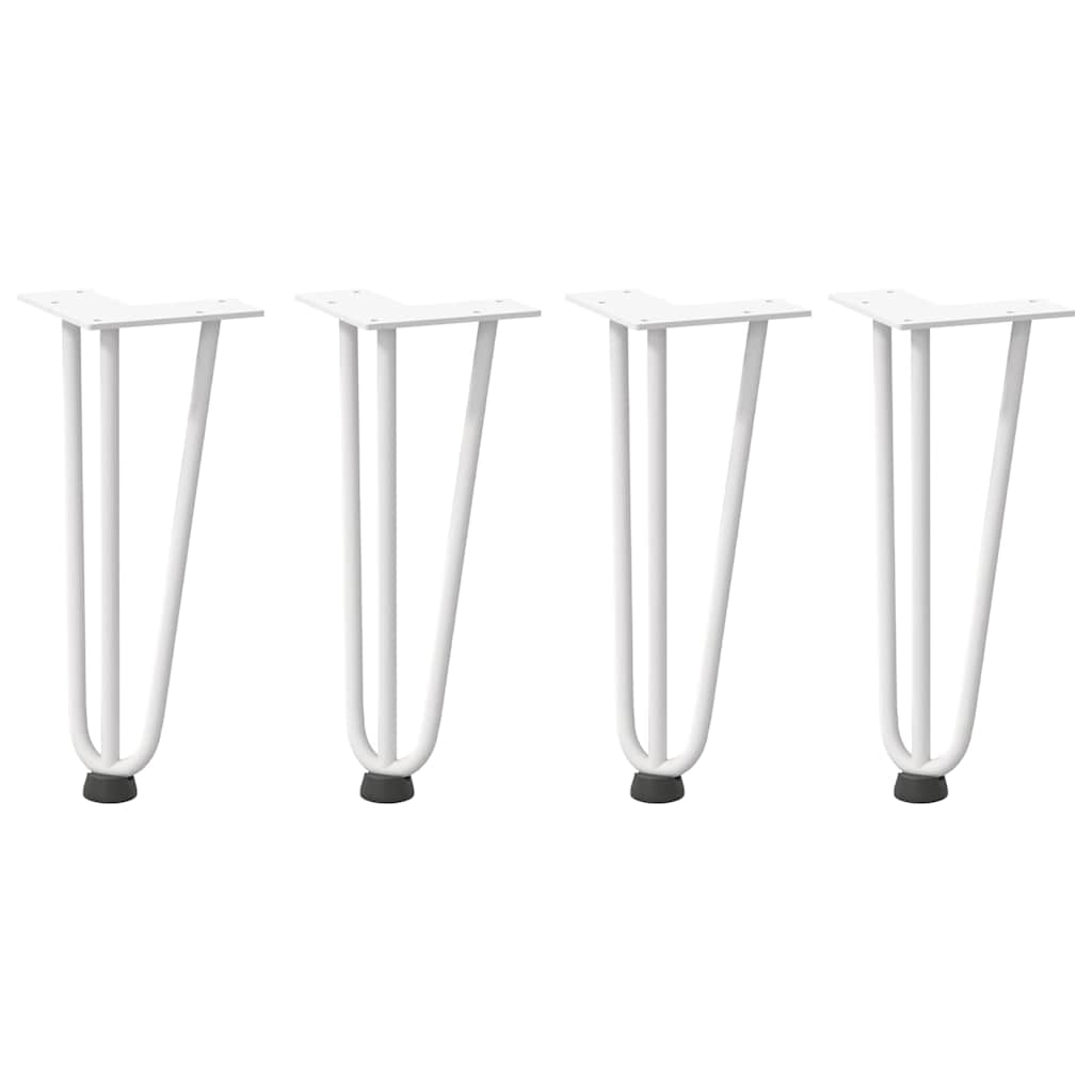 Pieds en épingle à cheveux pour table basse 4 pièces Blanc 30 cm Acier massif - XIOS