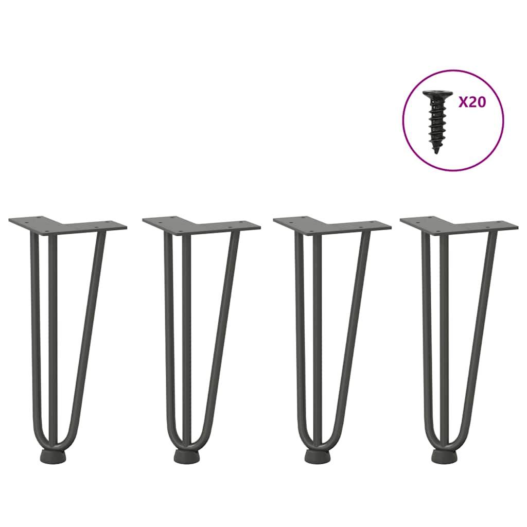 Pieds en épingle à cheveux pour table basse 4 pièces Anthracite 30 cm Acier massif - XIOS