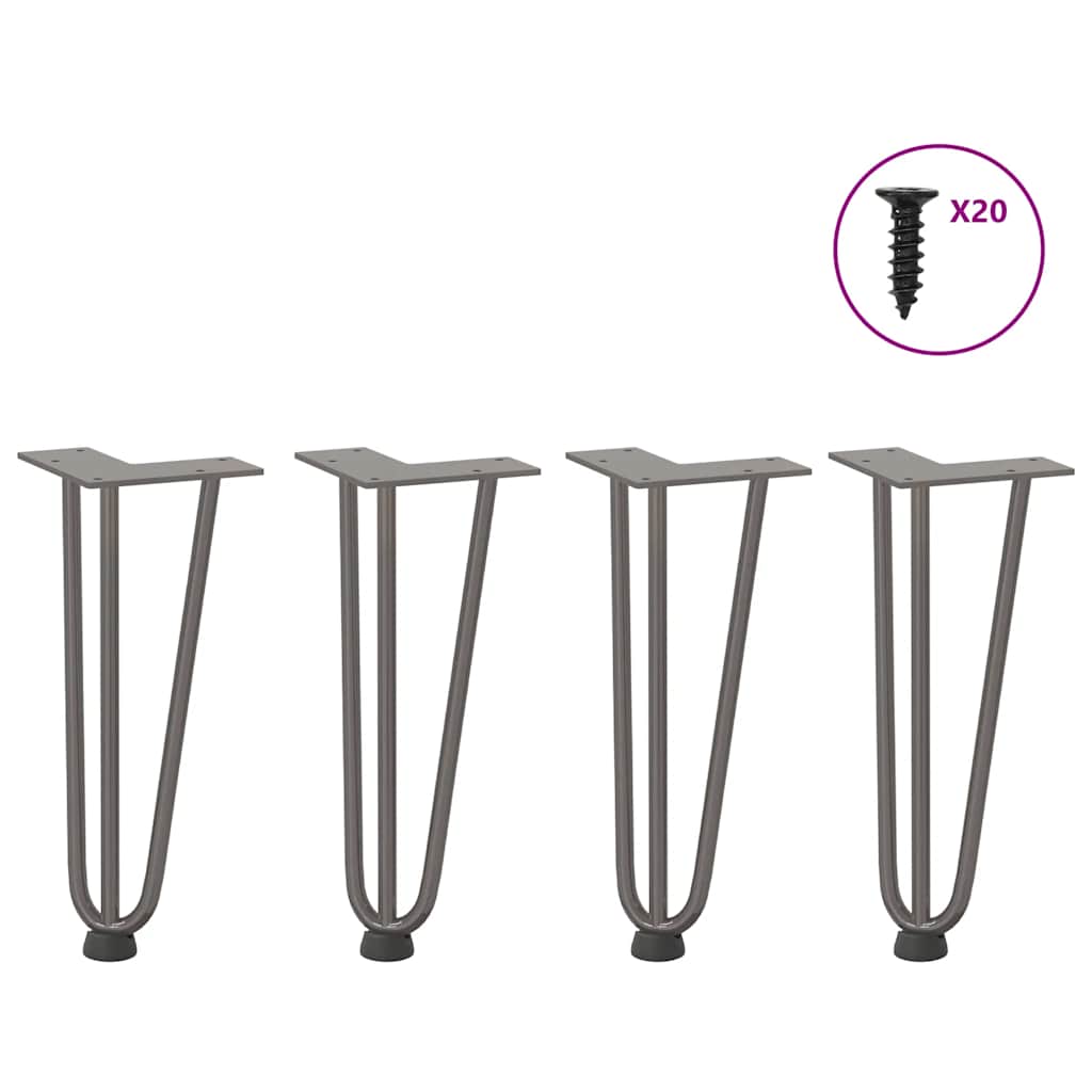 Pieds en épingle à cheveux pour table basse 4 pièces Acier naturel 30 cm Acier massif - XIOS