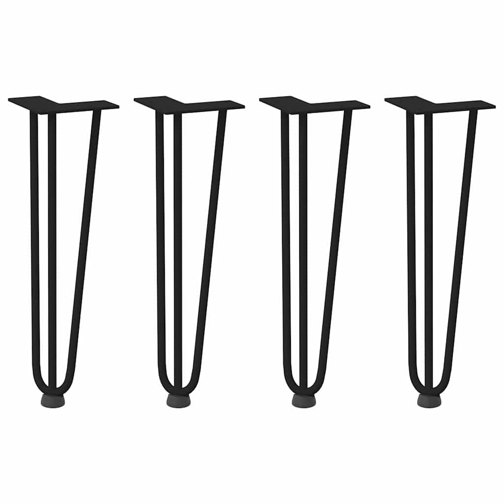 Pieds en épingle à cheveux pour table basse 4 pièces Noir 42 cm Acier massif - XIOS