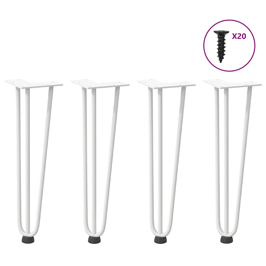 Pieds en épingle à cheveux pour table basse 4 pièces Blanc 42 cm Acier massif - XIOS