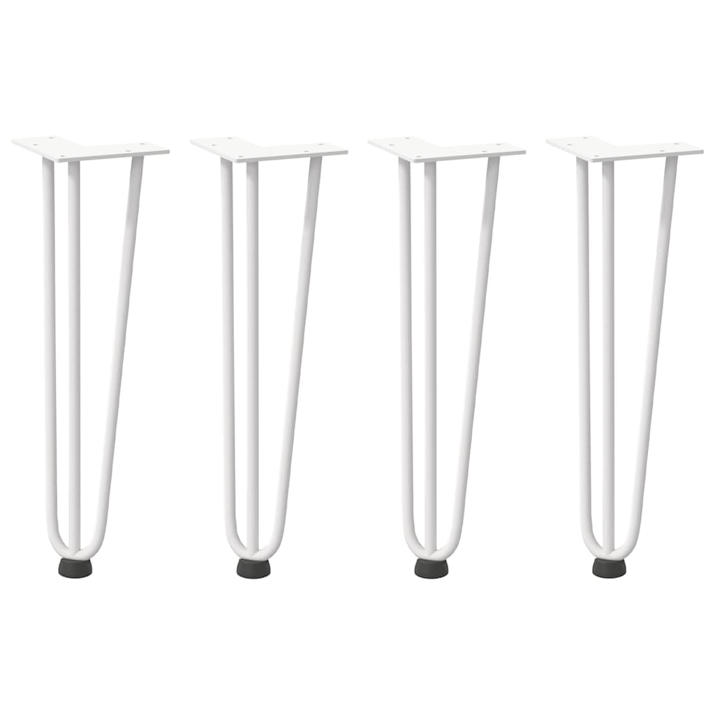 Pieds en épingle à cheveux pour table basse 4 pièces Blanc 42 cm Acier massif - XIOS