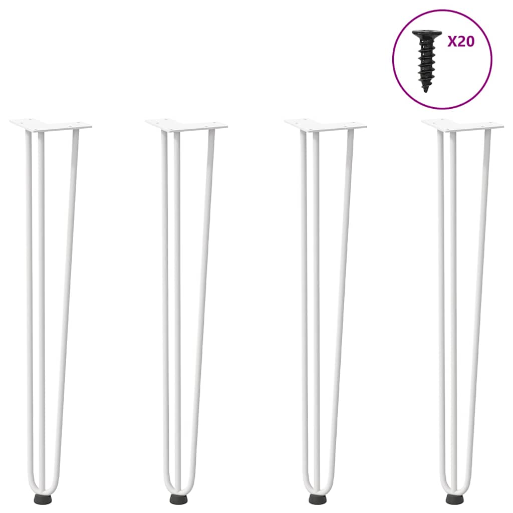 Pieds en épingle à cheveux pour consoles, lot de 4, blanc, 72 cm, acier massif