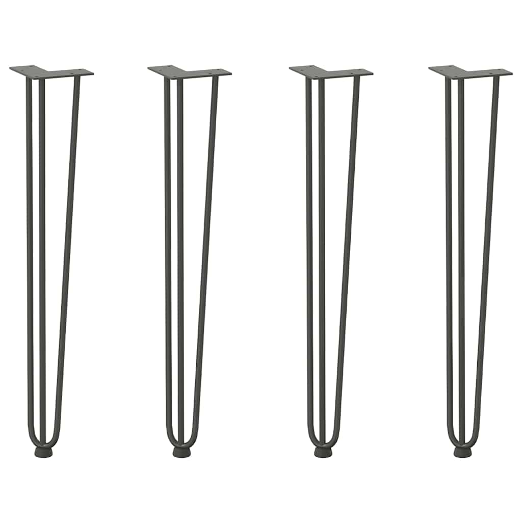 Pieds en épingle à cheveux pour consoles, lot de 4, anthracite, 72 cm, acier massif - XIOS