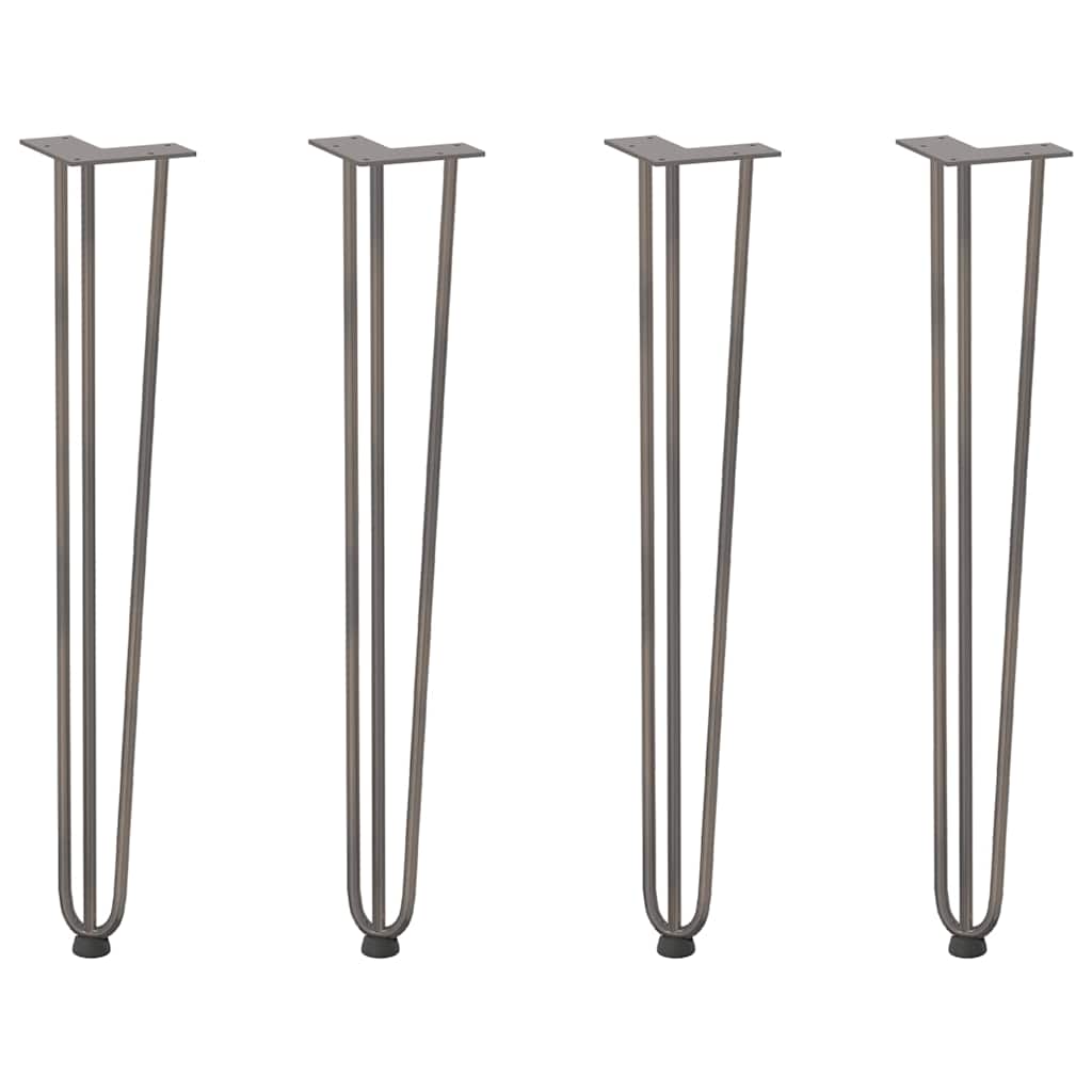 Pieds en épingle à cheveux pour consoles, lot de 4, acier naturel, 72 cm, acier massif - XIOS