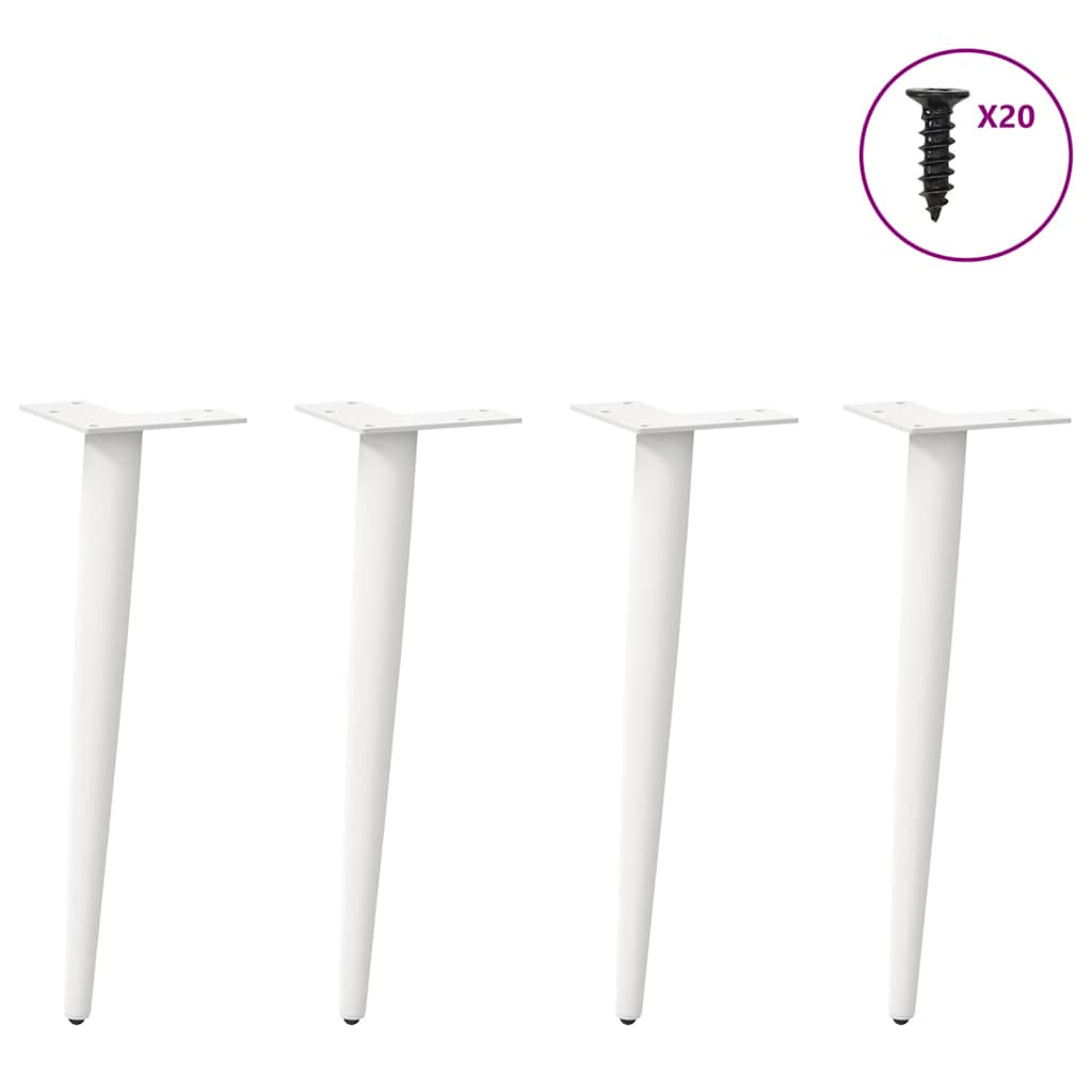 Pieds de table basse coniques 4 pièces Blanc 30-31 cm Acier - XIOS