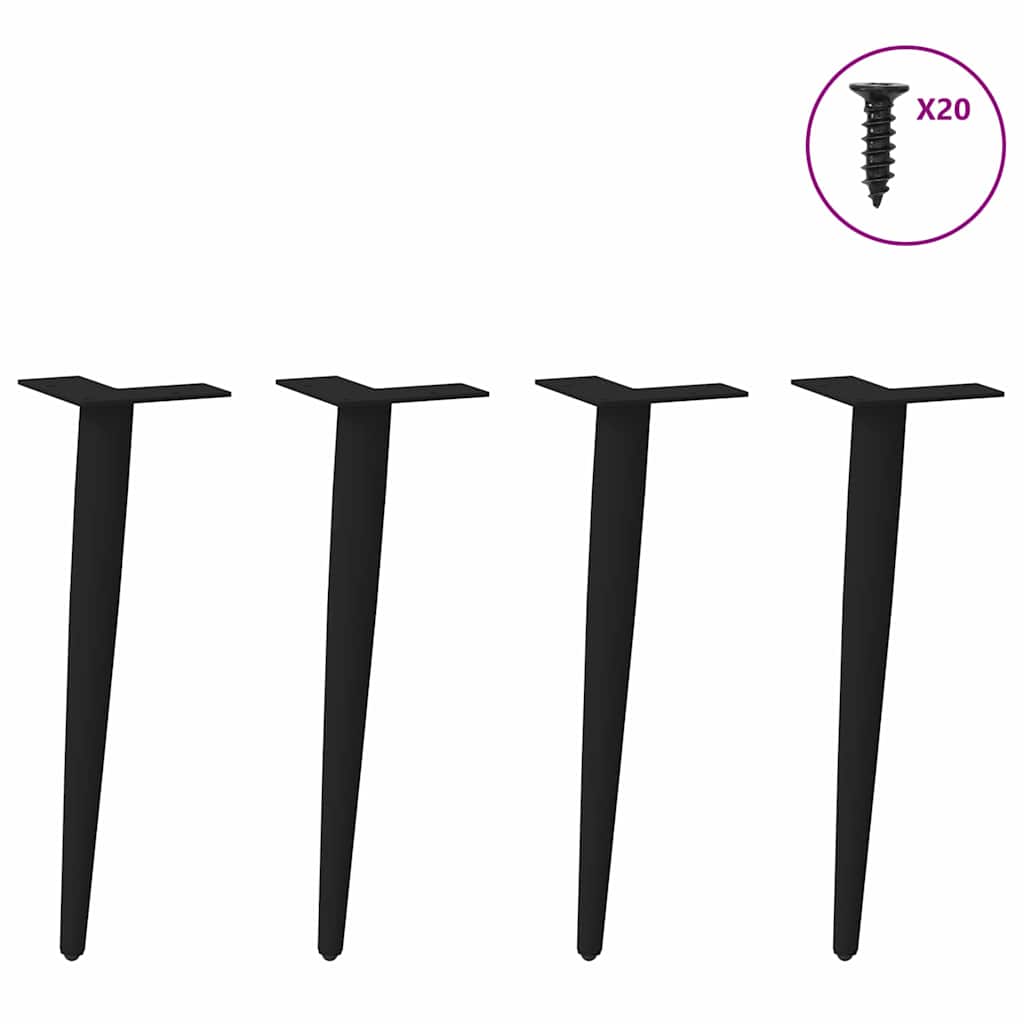 Pieds de table basse coniques 4 pièces Noir 42-43 cm Acier - XIOS