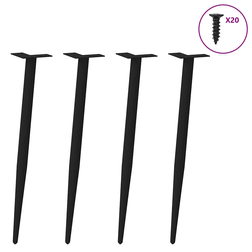 Pieds de table console coniques 4 pièces Noir 72-73 cm Acier - XIOS