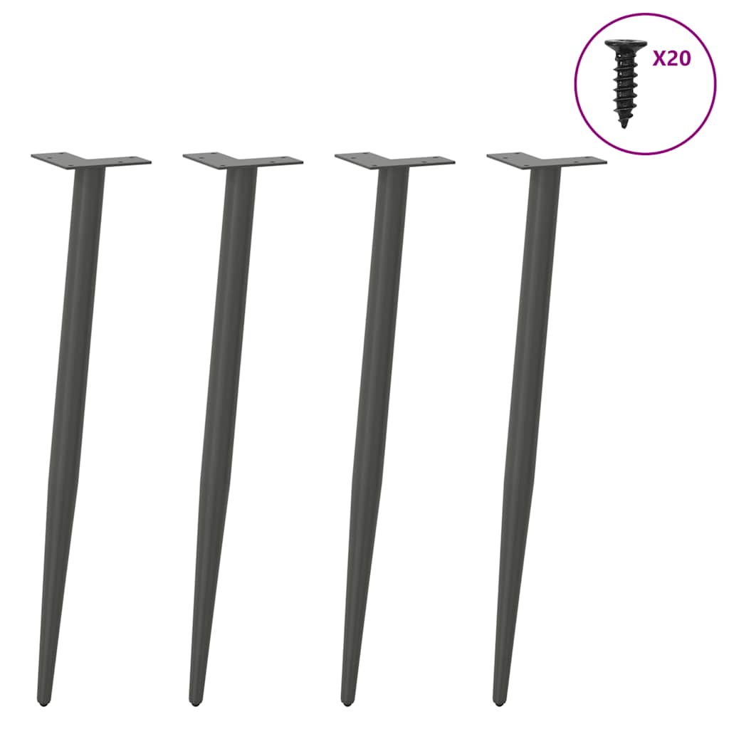 Pieds de table console forme conique 4 pièces Anthracite 72-73 cm Acier - XIOS