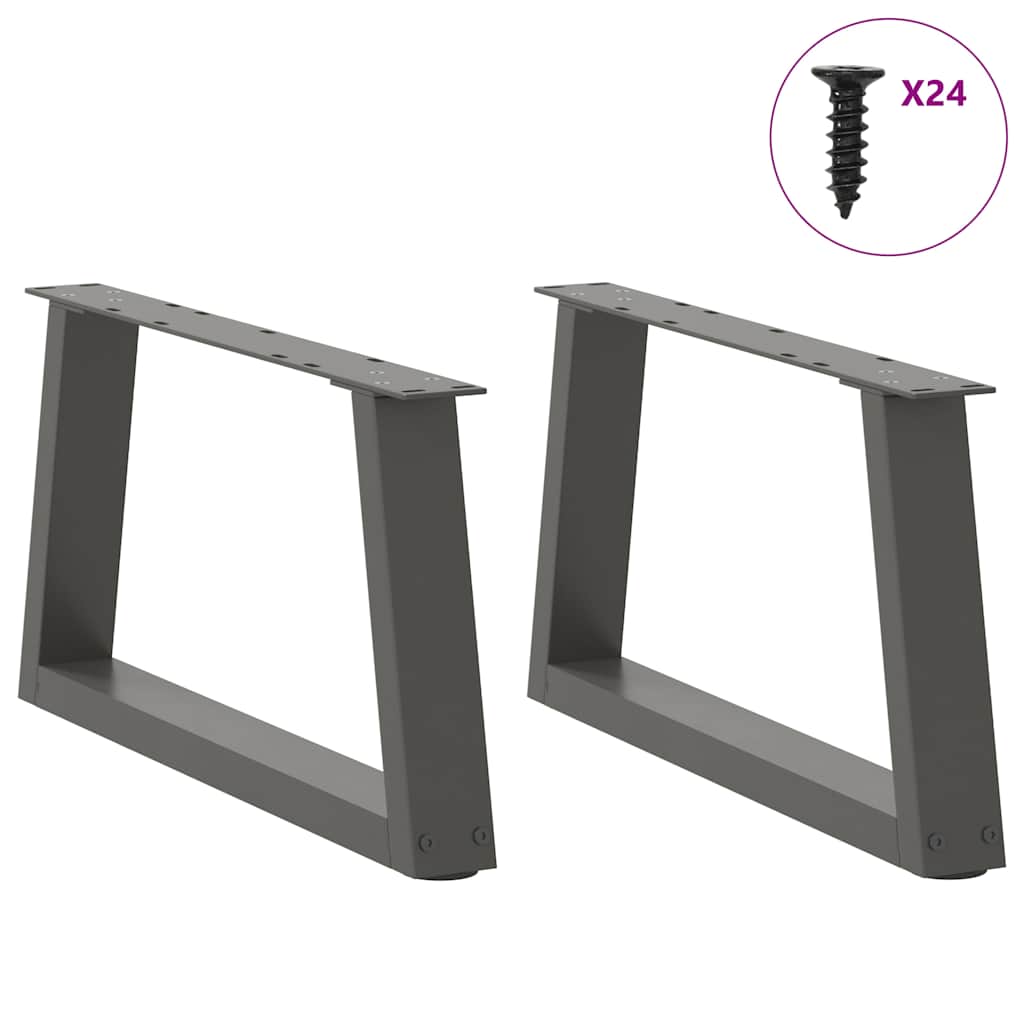 Pieds de table basse en forme de V, 2 pièces, anthracite, 60 x (30-31,3) cm, acier - XIOS